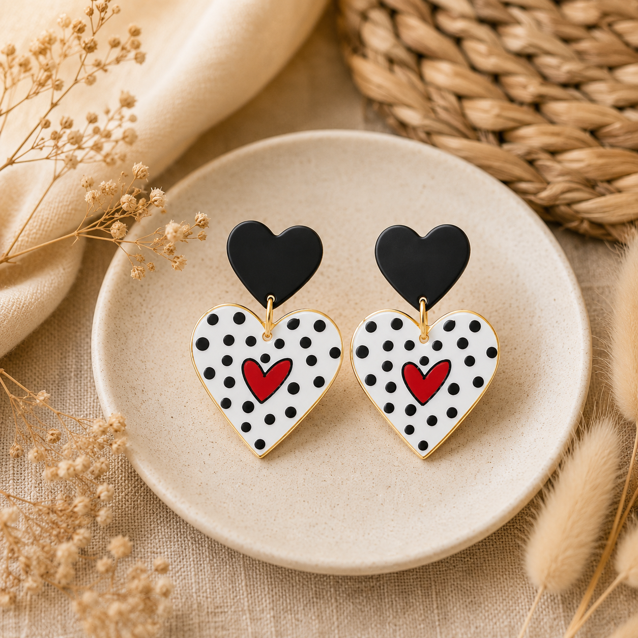 ❤️ Boucles d'oreilles Cœur - Création artisanale légère et originale ✨