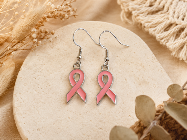 🎀 Boucles d’Oreilles Rose clair couleur Argent – "Octobre Rose" 🎀