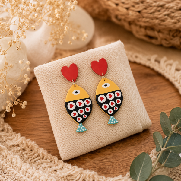 🐟 Boucles d'oreilles Poisson - Bijou artisanal ultra léger ✨